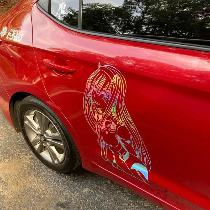 Waifu car decal featuring premium anime graphics for automotive enthusiasts