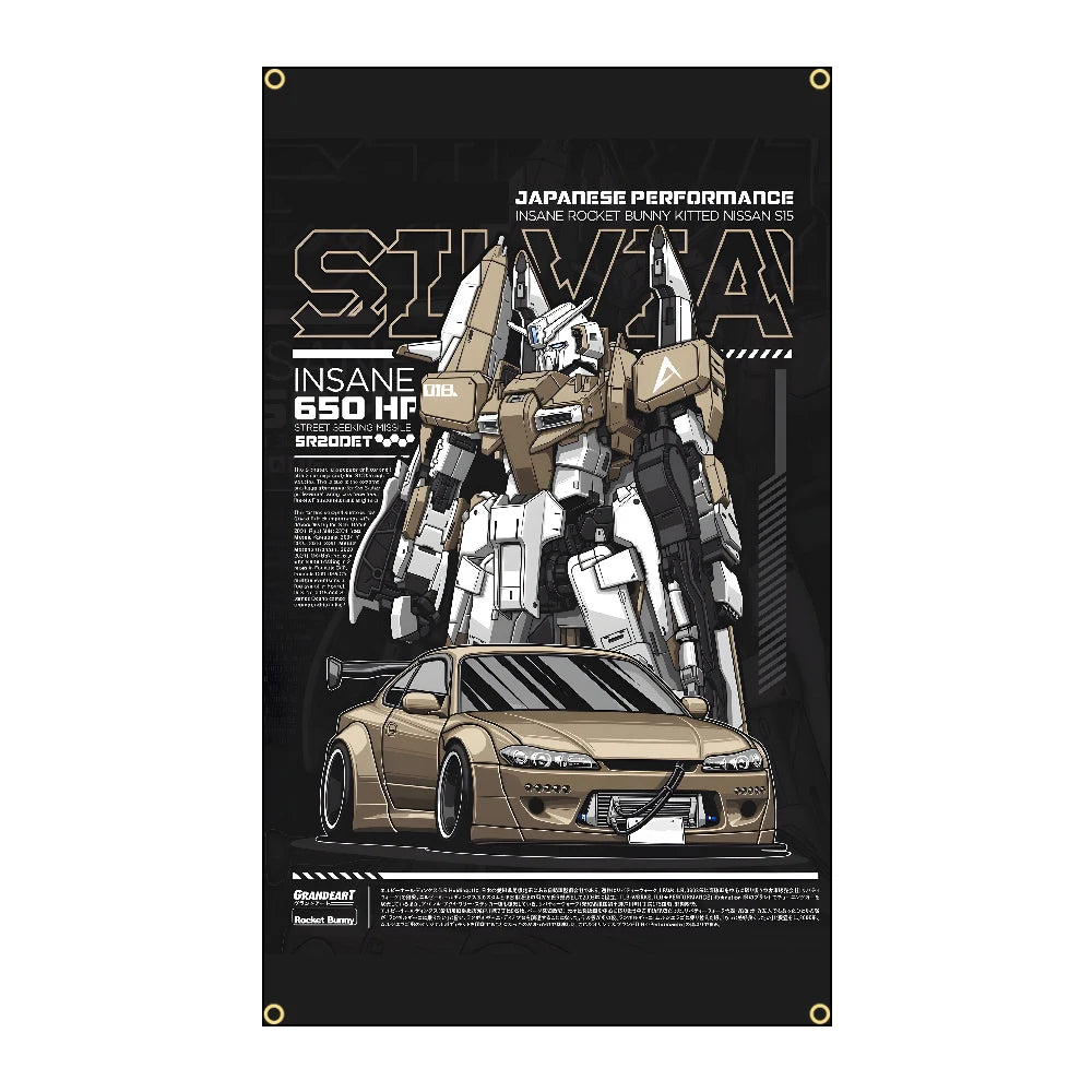 Racing JDM Car Flag Polyeste Printing Banner for Garage Wall Art Out Door Decoration With Grommet JDM garage flag banner image 11