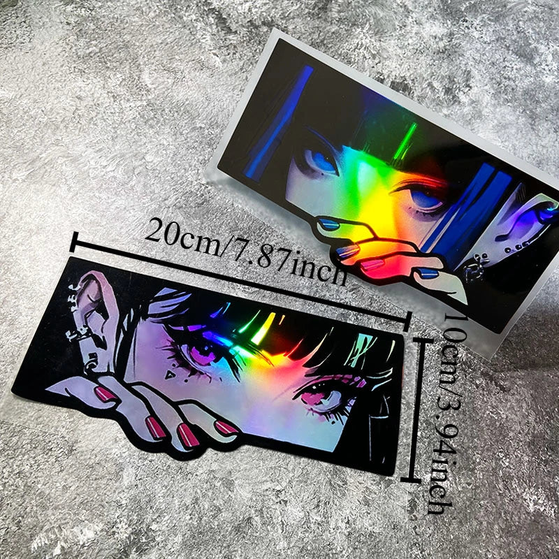 Anime Eyes JDM sticker for drift cars motorcycles and helmets vinyl decal - close up product image 2