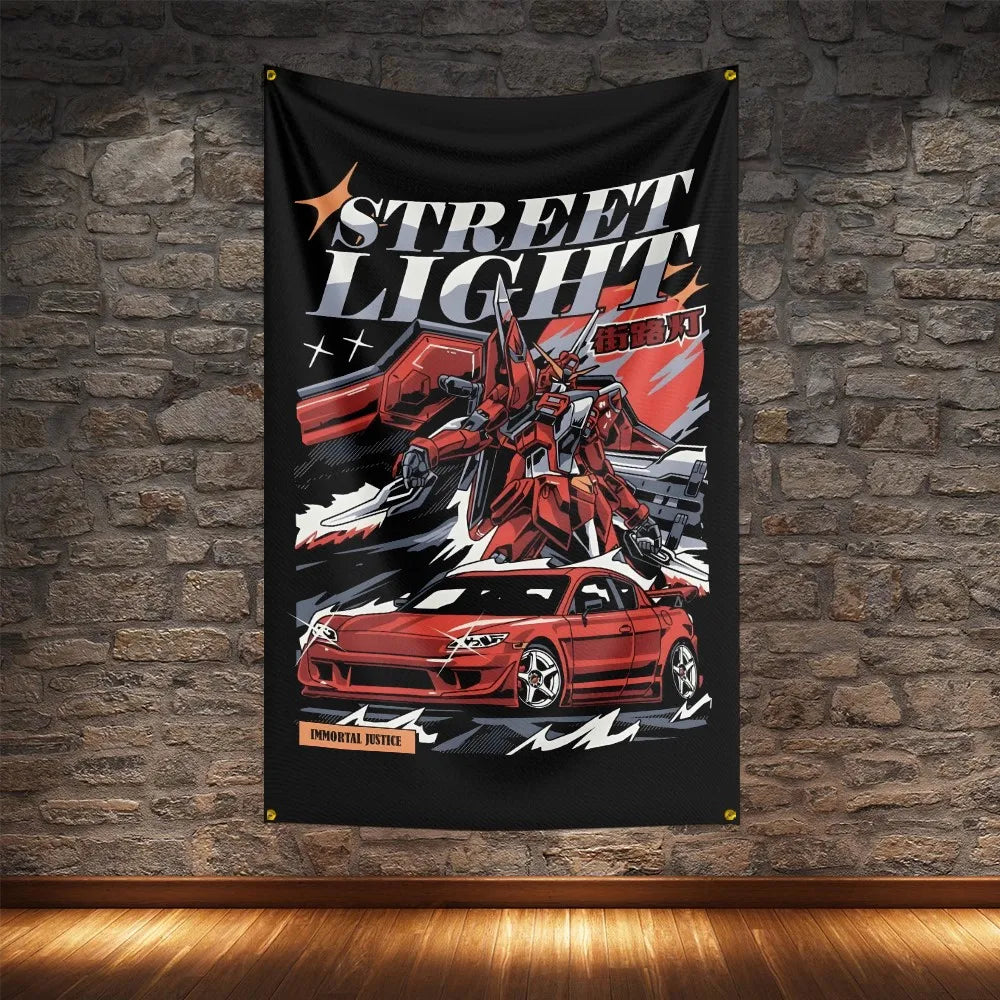 JDM Racing Modified Car Culture Flag Polyester Digital Printing Cars Banner For Decoration JDM garage flag banner image 11