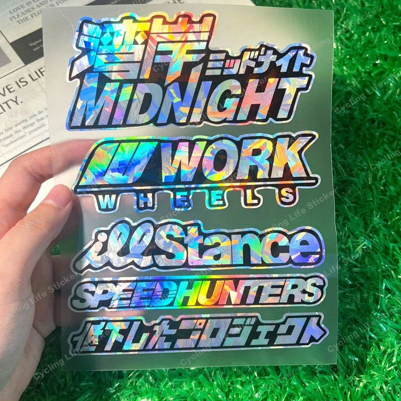 JDM holographic sticker pack with Speedhunters Work Wheels and drift decals - toolbox decal preview 13