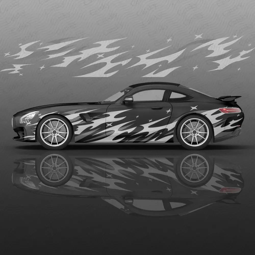 Universal Drift Car Livery Flames and Stars