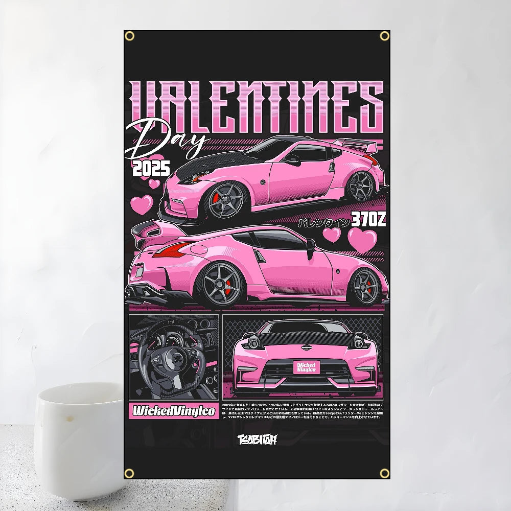 60x90cm 90x150cm Racing JDM Car Art Flag Polyester Printed Banner For Home Decoration JDM garage flag banner image 7