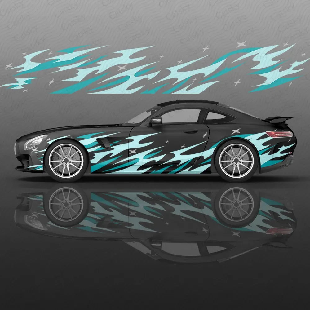 Universal Drift Car Livery Flames and Stars