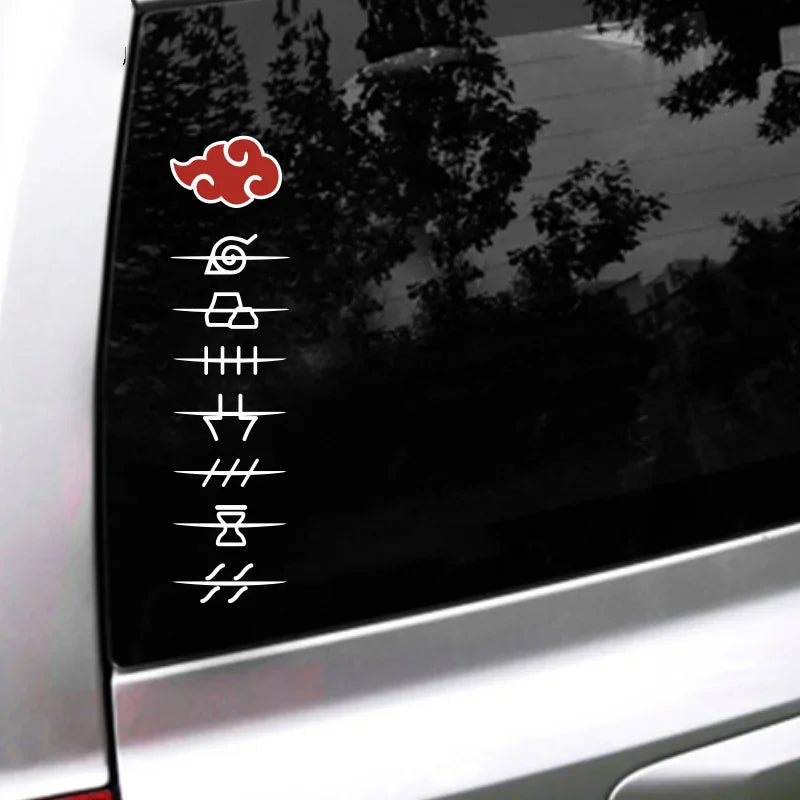 Premium Akatsuki windshield banner with red cloud and ninja symbol design