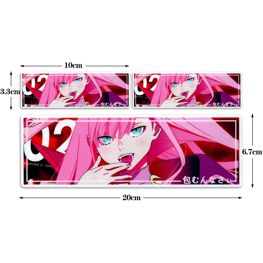 Japanese street racing inspired anime stickers with waifu character designs