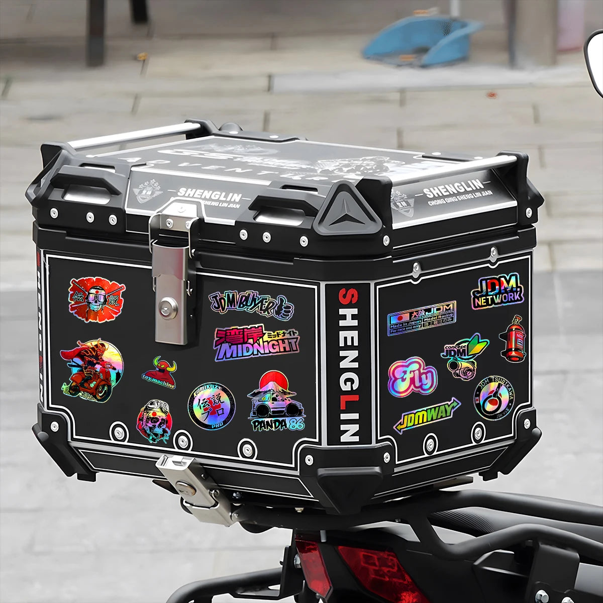 JDM rainbow holographic sticker pack for motorcycles helmets and cars - reflective decal preview 7