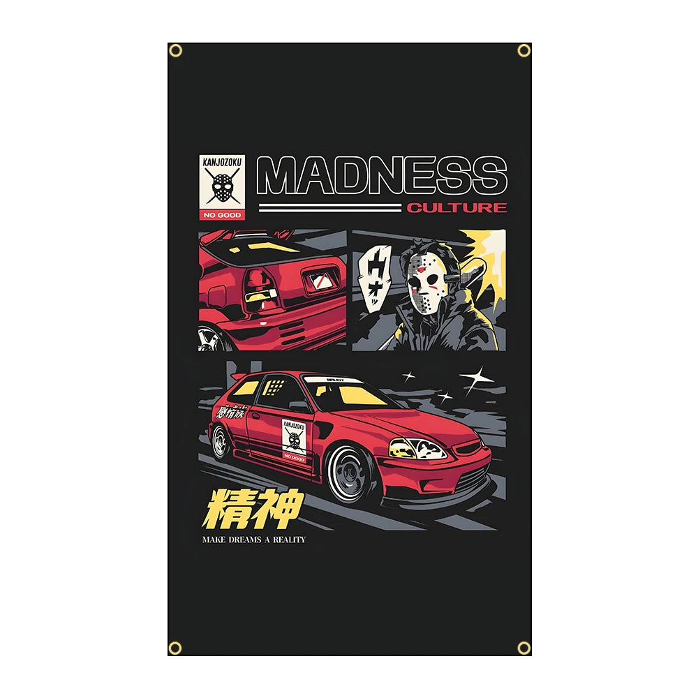 Cool Racing JDM Car Flag Polyester Printed Banner For Decor JDM garage flag banner image 10