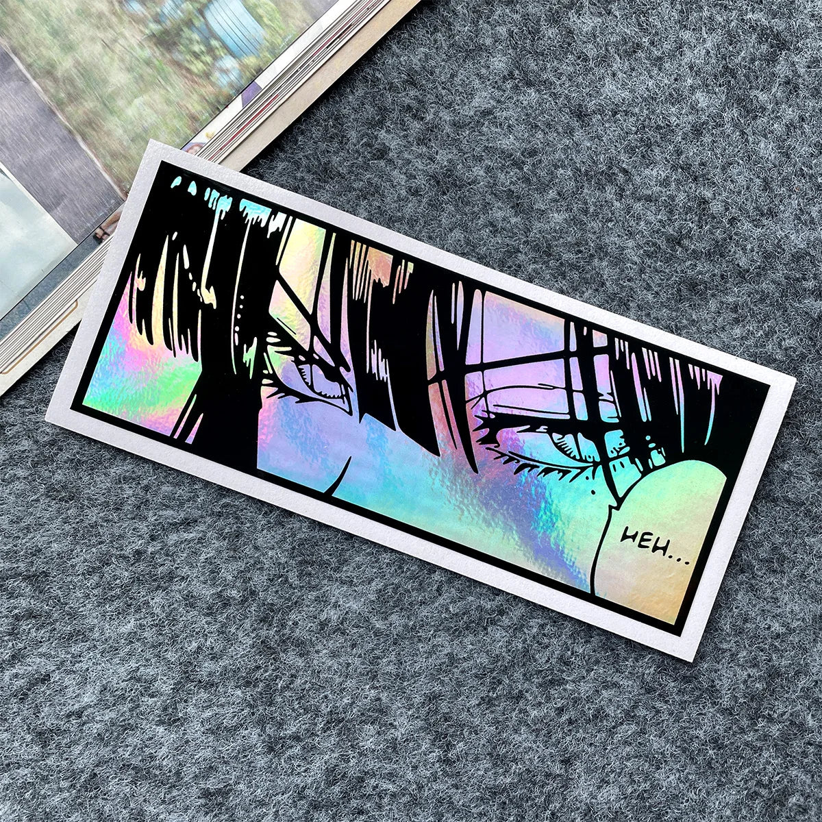 Premium holographic anime stickers for cars, laptops, and accessories