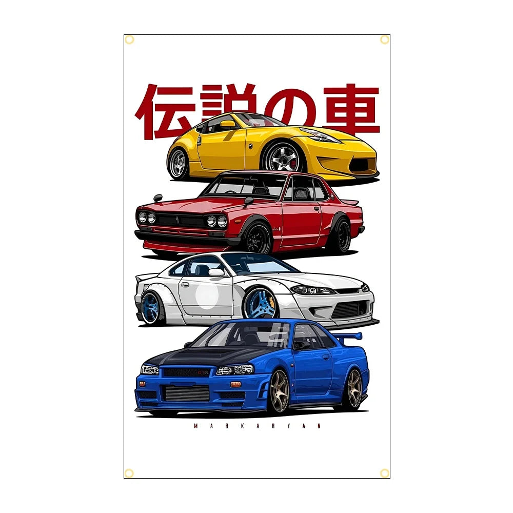 90x150CM 3X5Ft JDM CAR Flag Polyester Printed Racing Banner Garage or Outdoor For Decoration JDM garage flag banner image 16