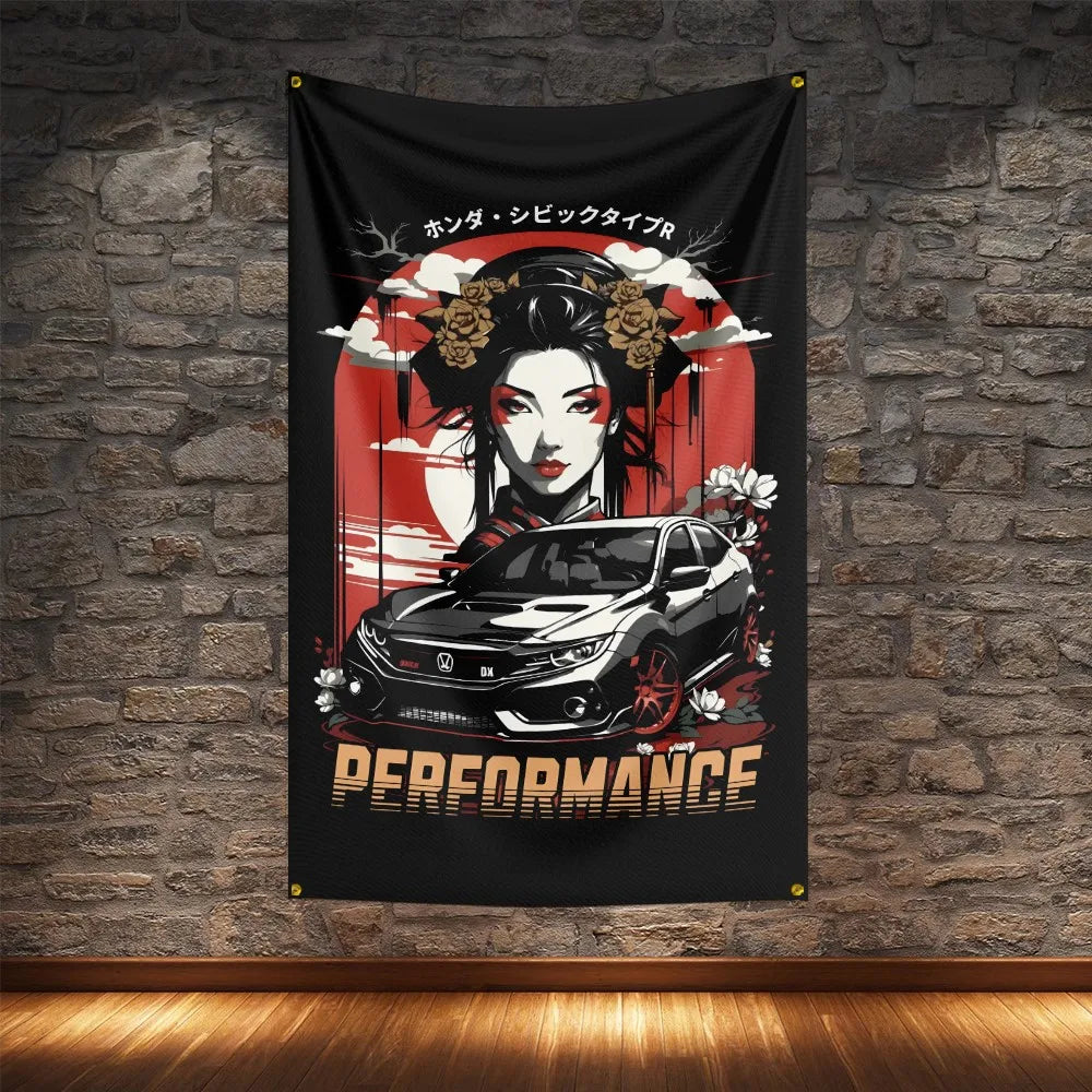 JDM Racing Modified Car Culture Flag Polyester Digital Printing Cars Banner For Decoration JDM garage flag banner image 8