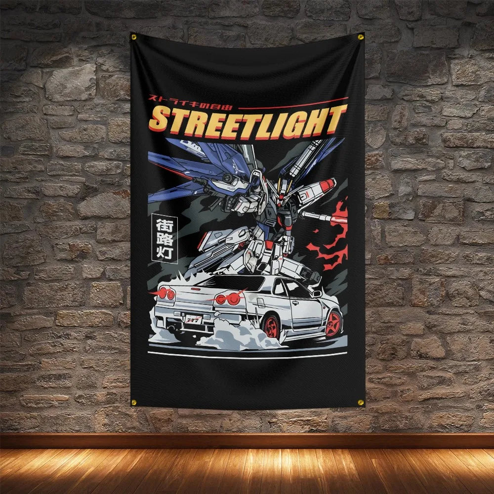 JDM Racing Modified Car Culture Flag Polyester Digital Printing Cars Banner For Decoration JDM garage flag banner image 13