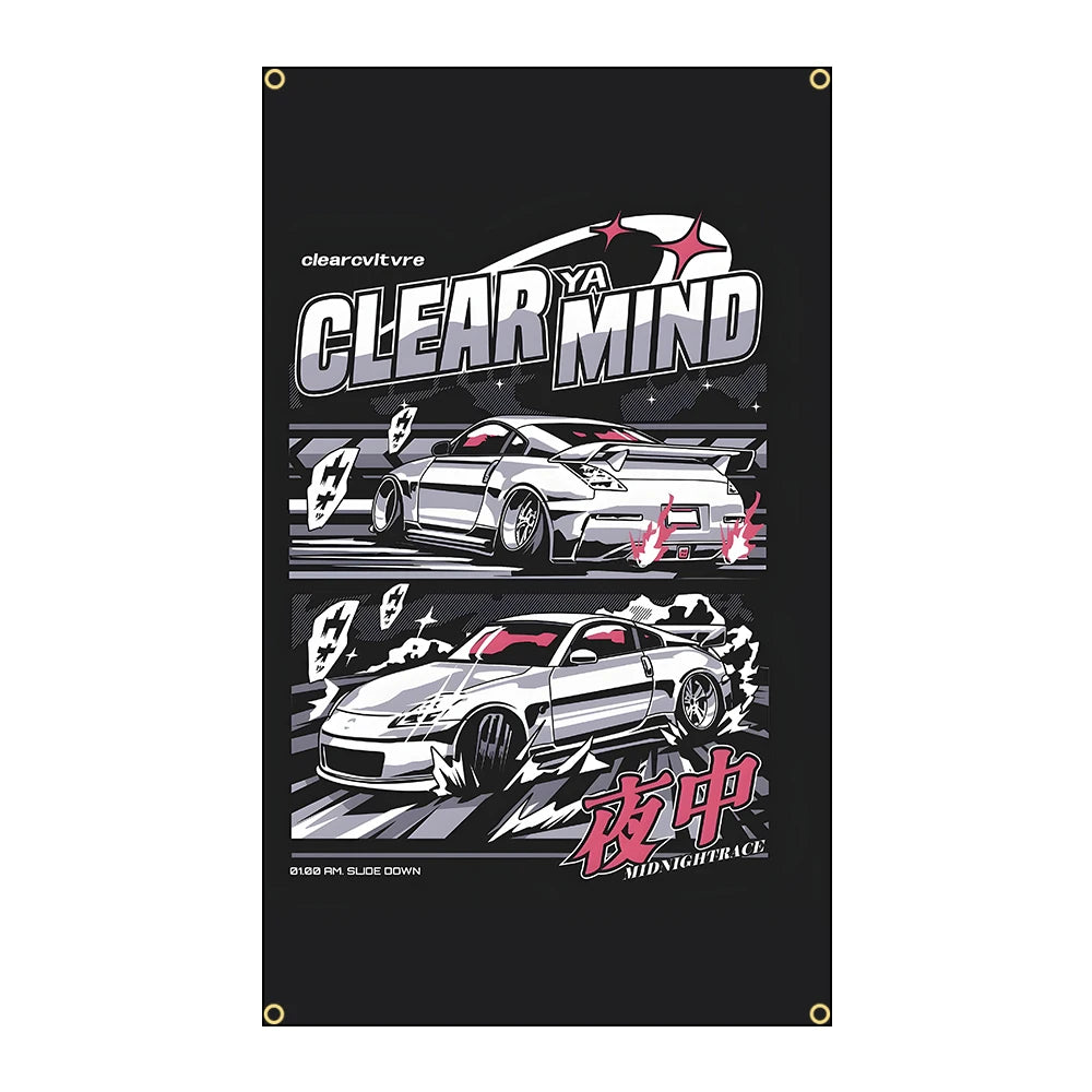 Cool Racing JDM Car Flag Polyester Printed Banner For Decor JDM garage flag banner image 1