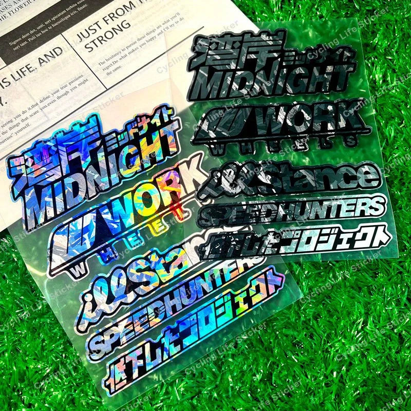 JDM holographic sticker pack with Speedhunters Work Wheels and drift decals - vinyl decal preview 4