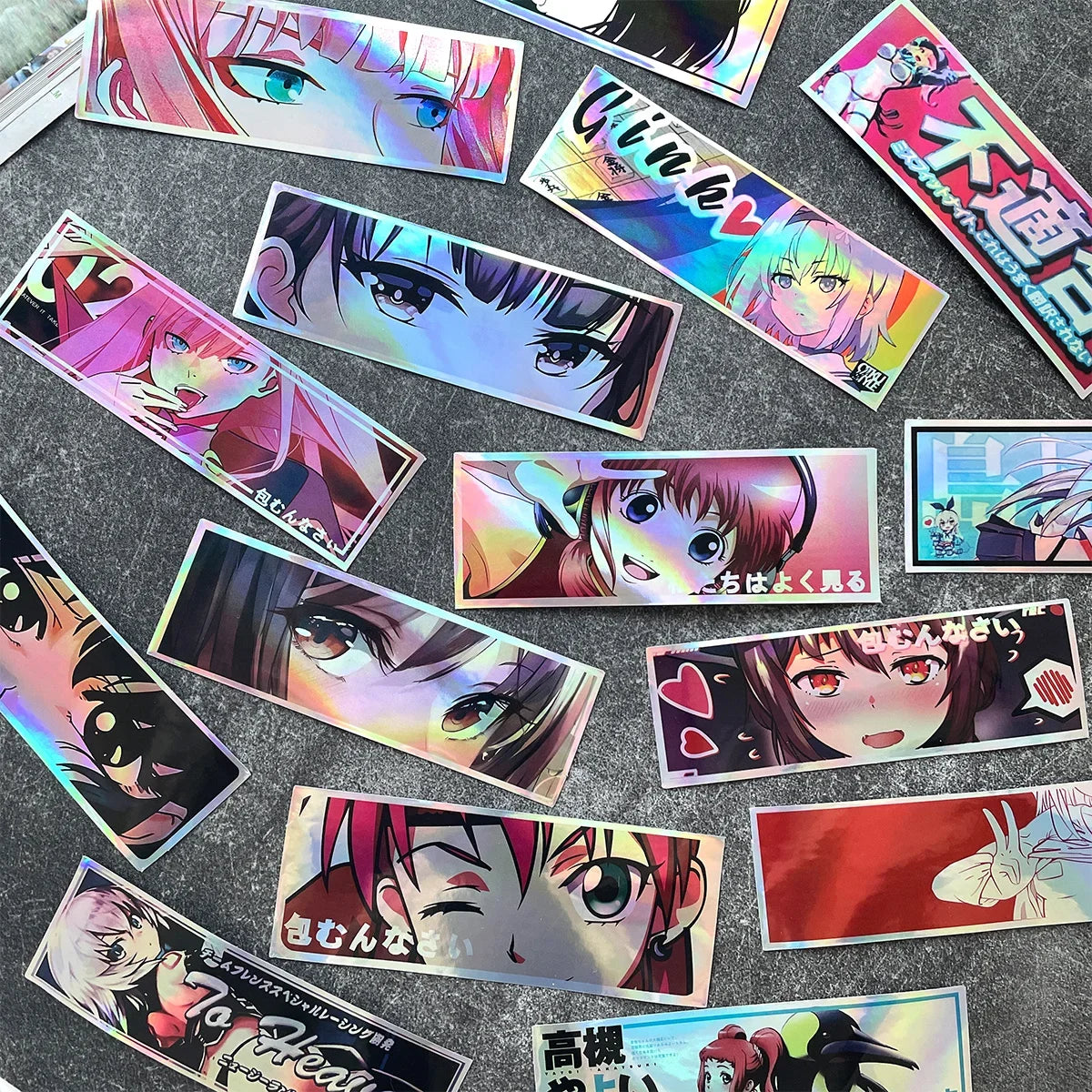 Anime sticker assortment featuring Japanese-inspired character designs