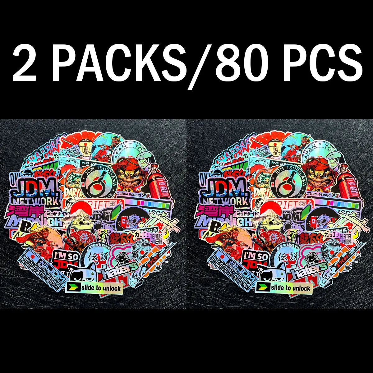JDM rainbow holographic sticker pack for motorcycles helmets and cars - garage decor preview 9