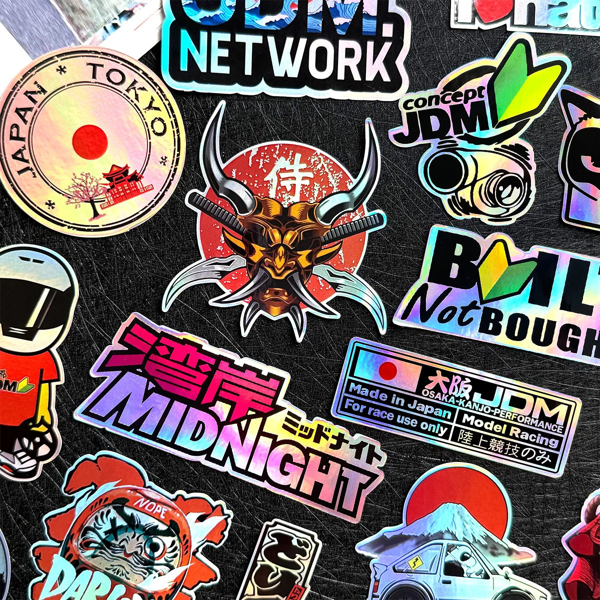 JDM rainbow holographic sticker pack for motorcycles helmets and cars - main product image 1