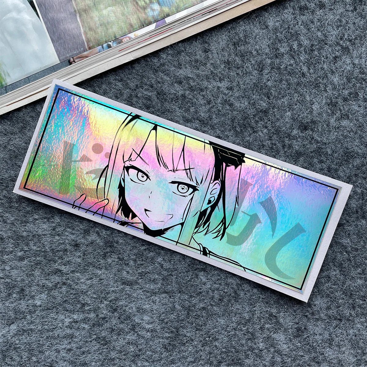 Reflective anime sticker pack featuring popular anime-inspired designs