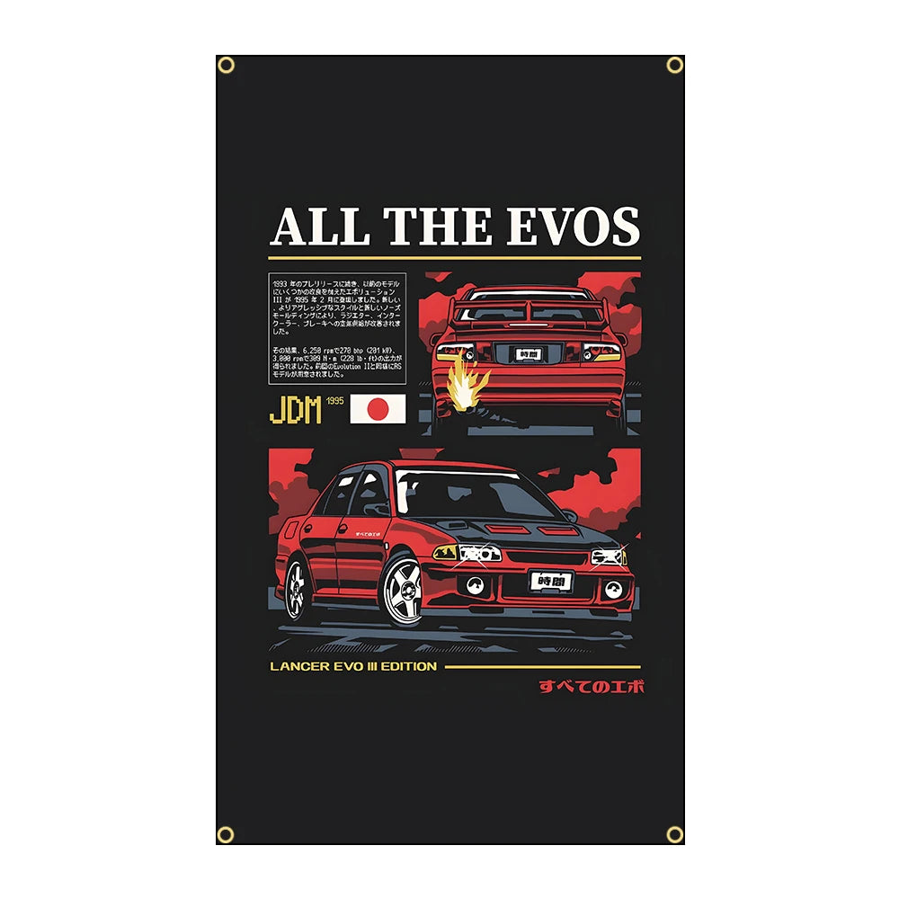 Cool Racing JDM Car Flag Polyester Printed Banner For Decor JDM garage flag banner image 7