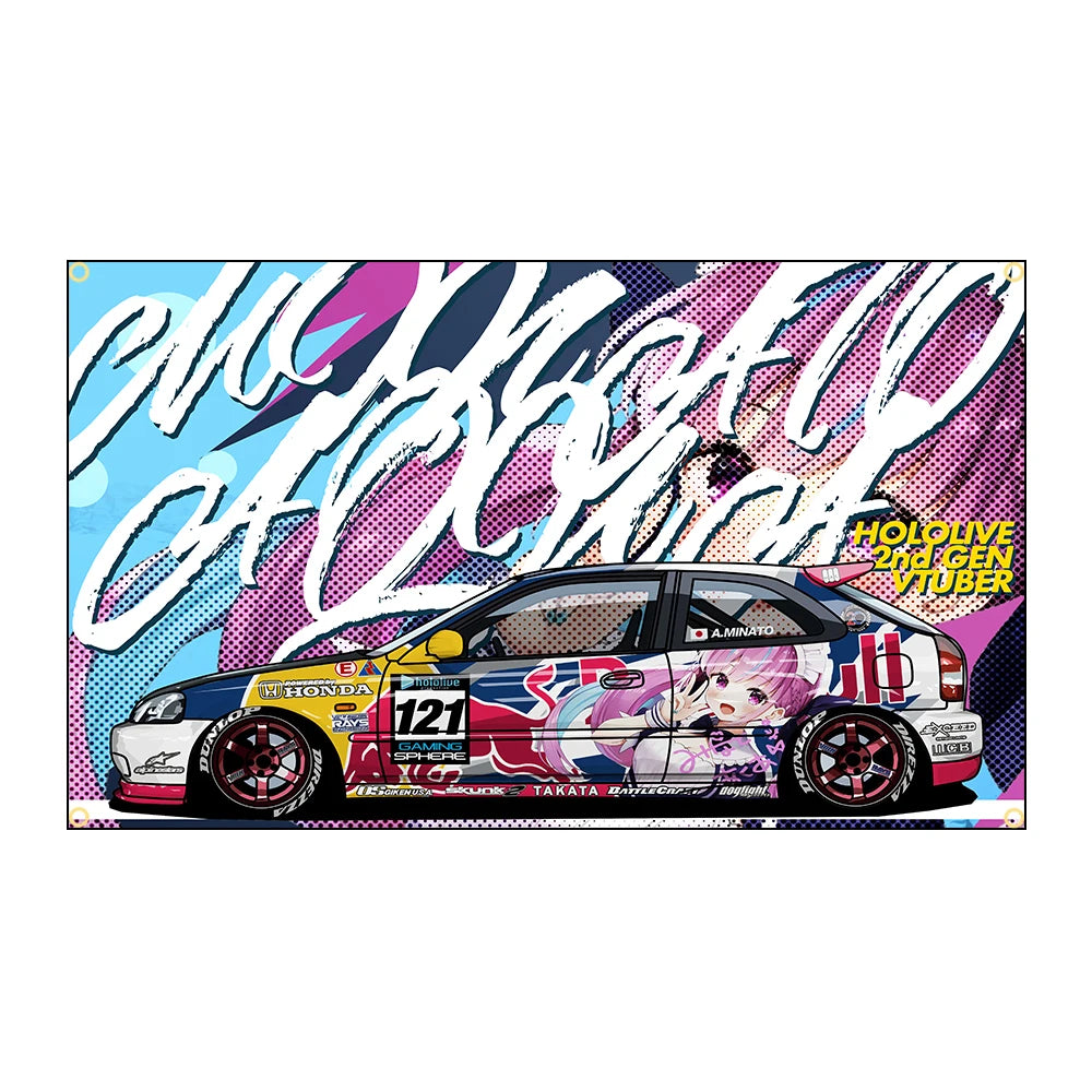 Cool JDM Anime car Flag Polyester Printed Banner for Garage Wall Art Out Door Decoration JDM garage flag banner image 13