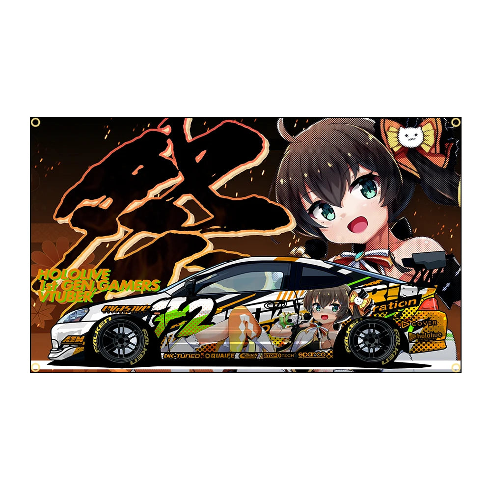 Cool JDM Anime car Flag Polyester Printed Banner for Garage Wall Art Out Door Decoration JDM garage flag banner image 9