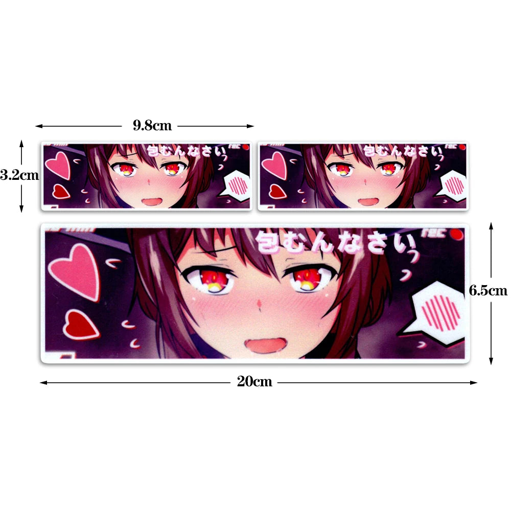 Anime and JDM vinyl stickers with bold banner-style designs