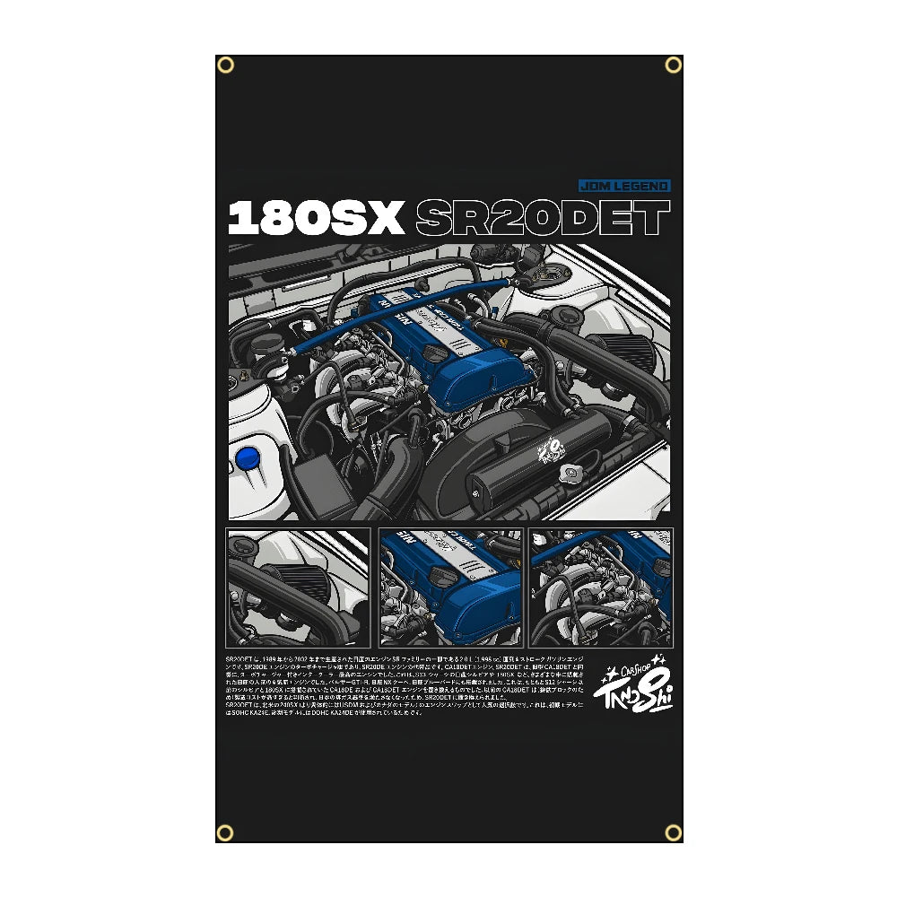 Racing JDM Car Flag Polyeste Printing Banner for Garage Wall Art Out Door Decoration With Grommet JDM garage flag banner image 15