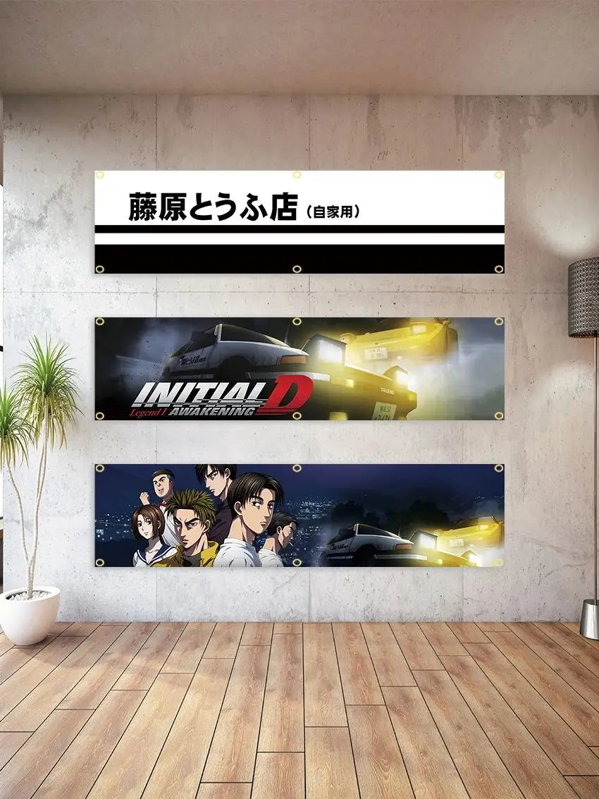 60x240cm Anime Racing Car Wall Hanging Flag JDM Culture Art Poster Banner Bedroom Garage DecorBanner Tapestry JDM garage flag banner image 7