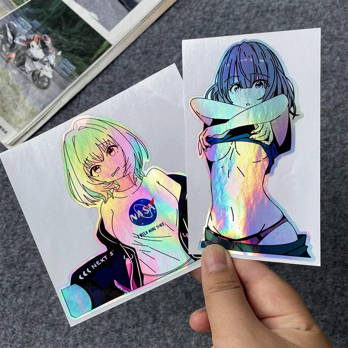 Premium anime decals featuring kawaii and waifu-inspired artwork