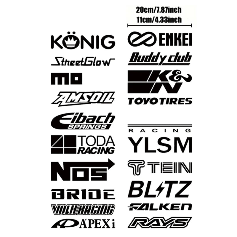 JDM racing sponsor sticker pack drift tuner motorsport vinyl decals - application image 3