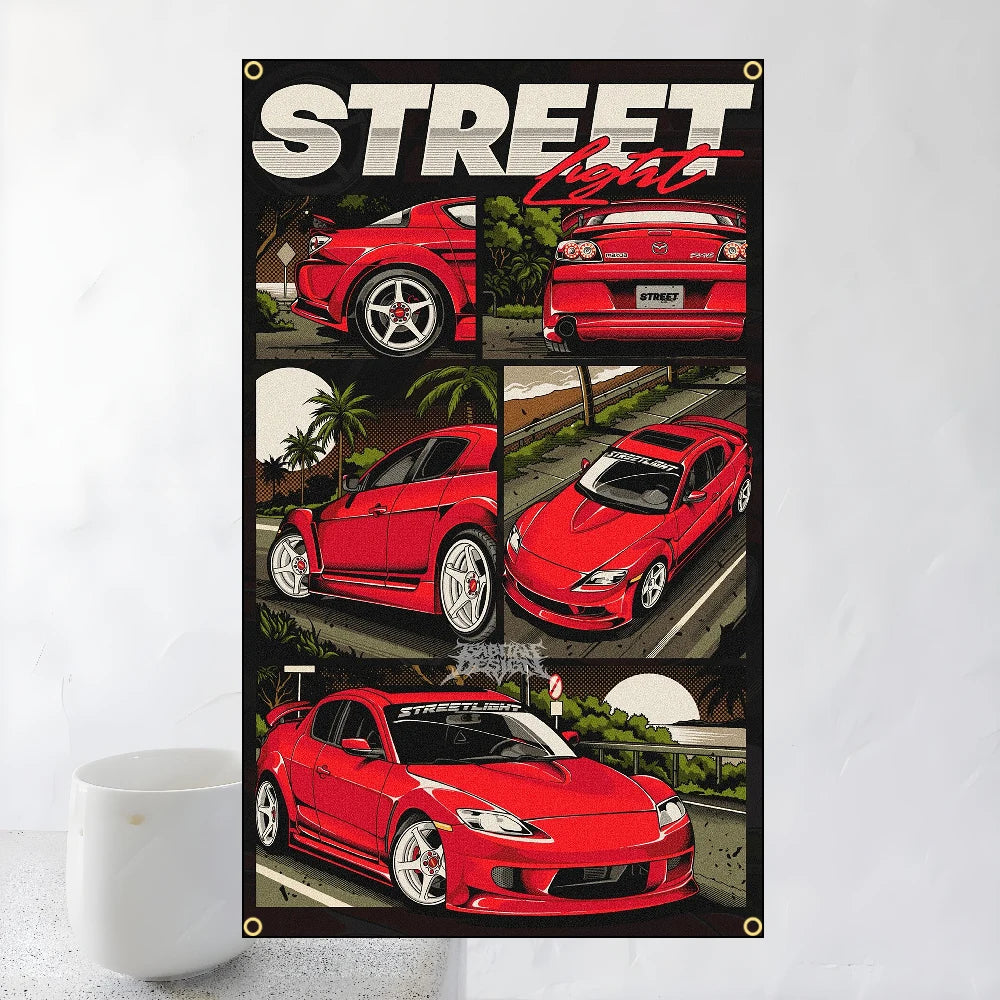 60x90cm 90x150cm Racing JDM Car Art Flag Polyester Printed Banner For Home Decoration JDM garage flag banner image 17