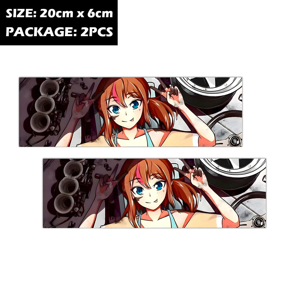 Anime sticker set featuring Japanese car enthusiasts and racing-inspired designs