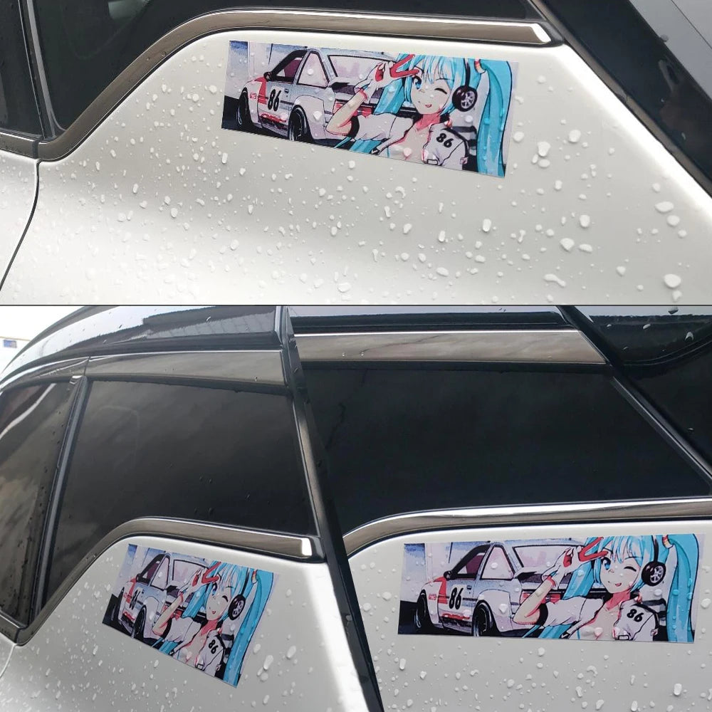 Anime vinyl stickers inspired by drift cars, tuner builds, and street racing