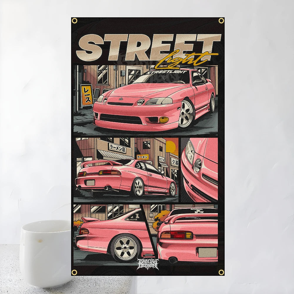 60x90cm 90x150cm Racing JDM Car Art Flag Polyester Printed Banner For Home Decoration JDM garage flag banner image 16