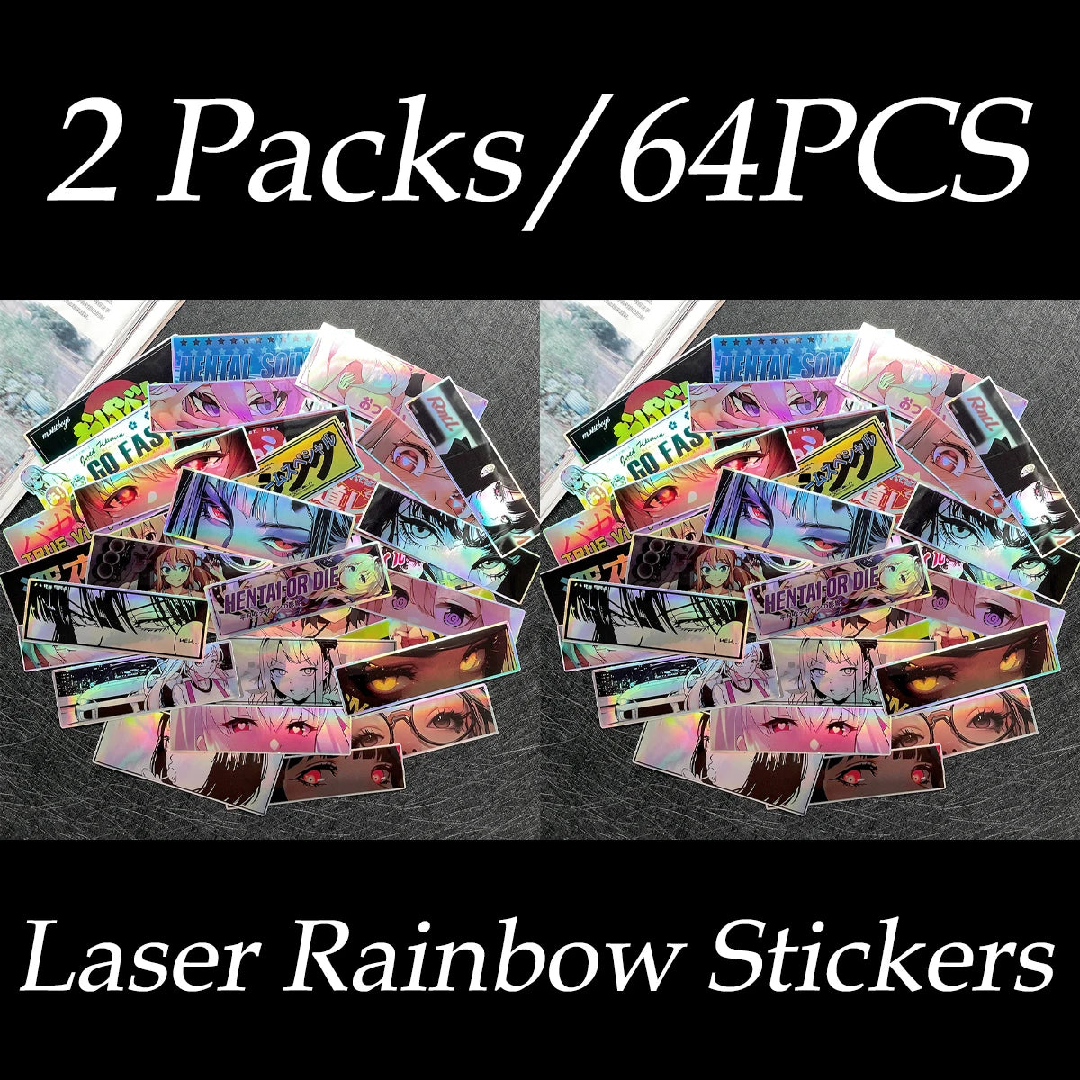Holographic anime vinyl stickers designed for anime fans and collectors