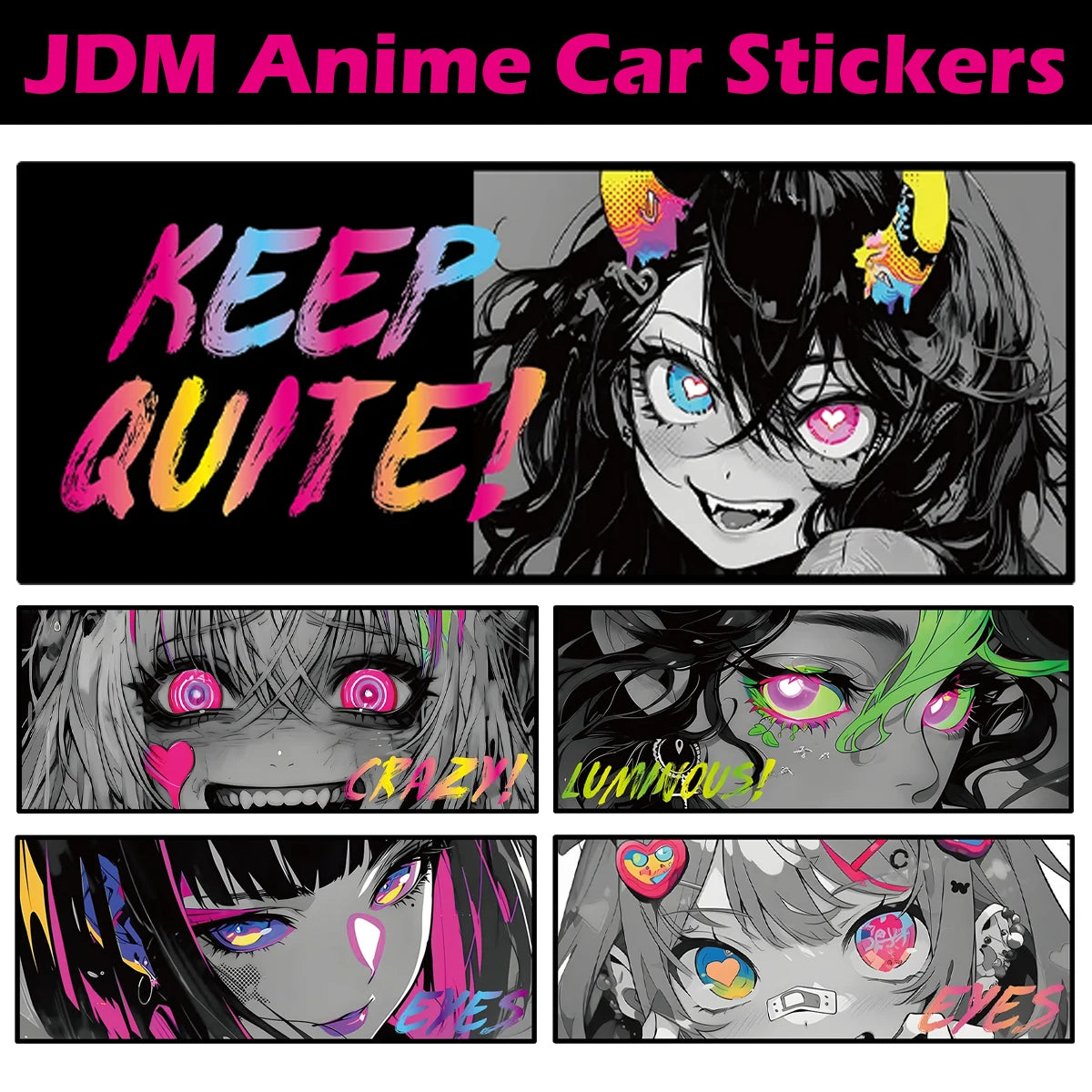 Cyberpunk anime girl JDM sticker reflective waifu car motorcycle decal - main product image 1