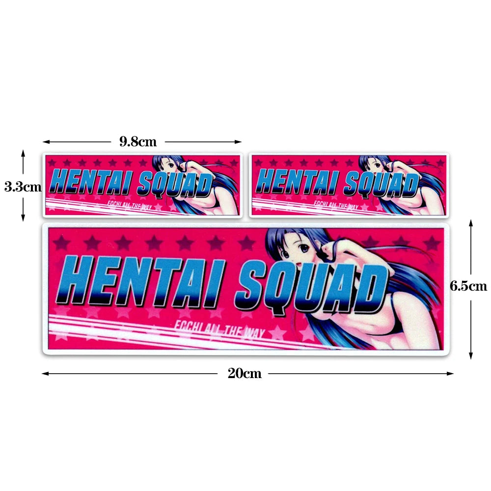 Waifu-themed vinyl stickers featuring Japanese automotive and anime aesthetics