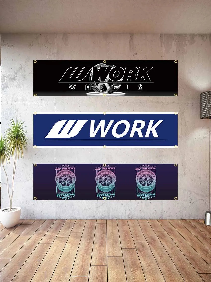 45×180cm 60x240cm W-WORKS WHEELS car Motorcycle Team or Company Logo Flag Polyester Printed Decoration Banner Tapestry JDM garage flag banner image 8