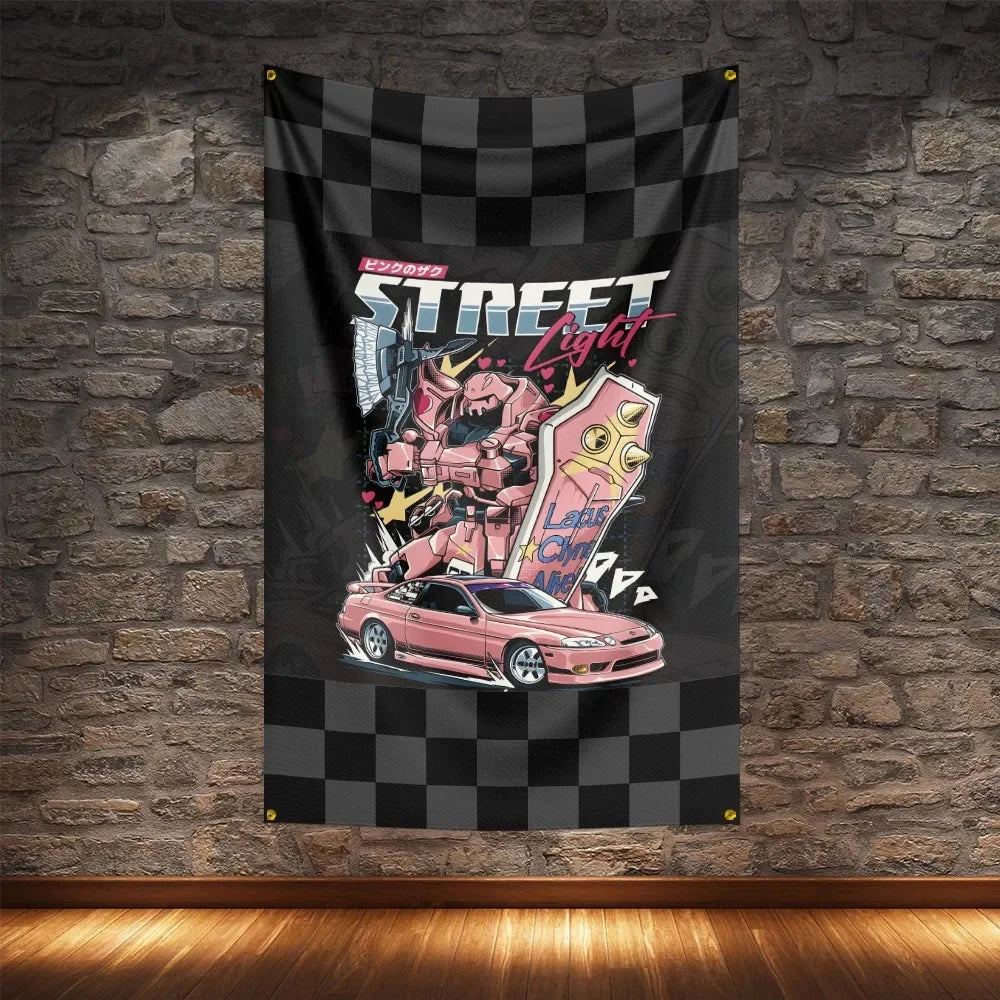 JDM Racing Modified Car Culture Flag Polyester Digital Printing Cars Banner For Decoration JDM garage flag banner image 16