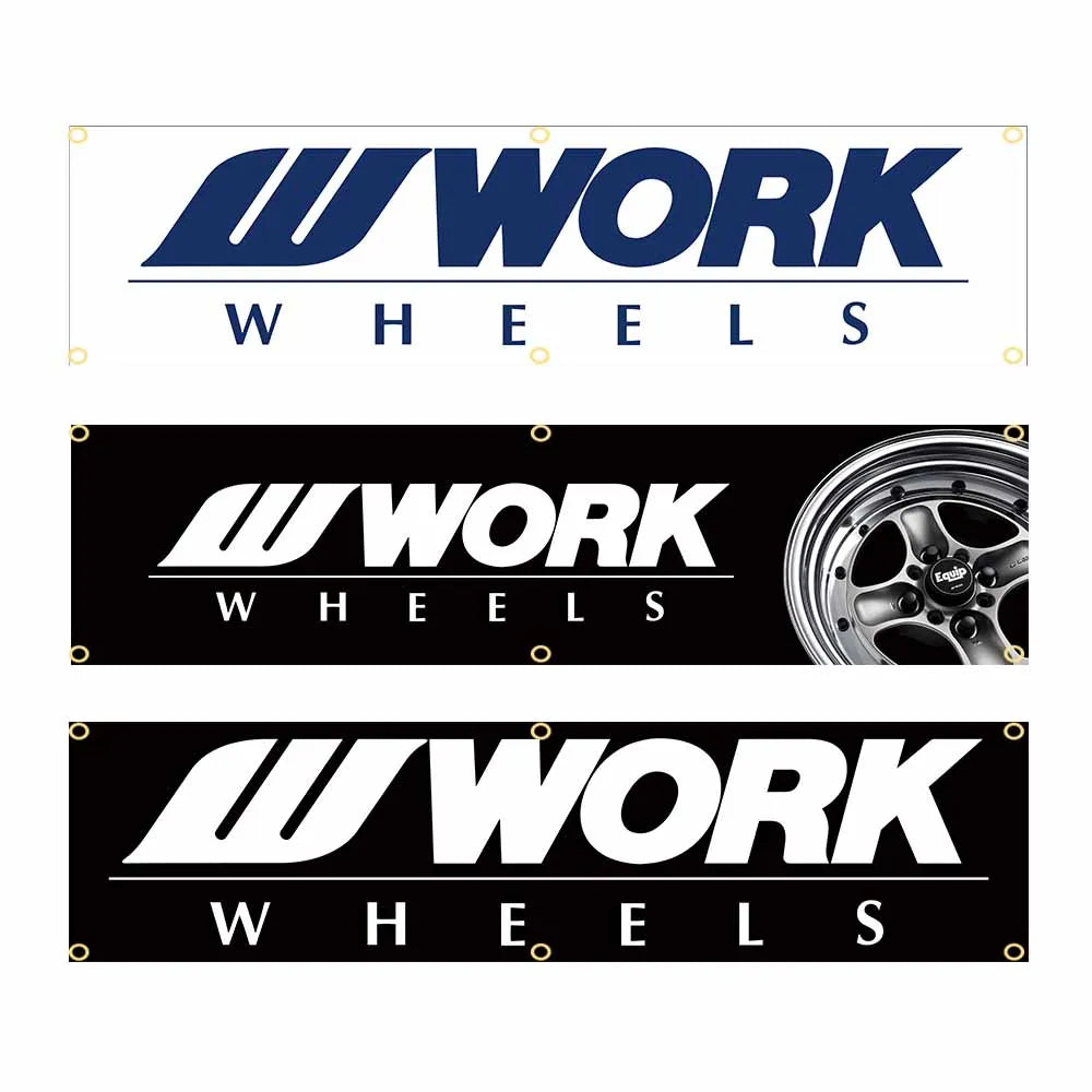 45×180cm 60x240cm W-WORKS WHEELS car Motorcycle Team or Company Logo Flag Polyester Printed Decoration Banner Tapestry JDM garage flag banner image 1