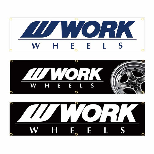 45×180cm 60x240cm W-WORKS WHEELS car Motorcycle Team or Company Logo Flag Polyester Printed Decoration Banner Tapestry JDM garage flag banner image 1