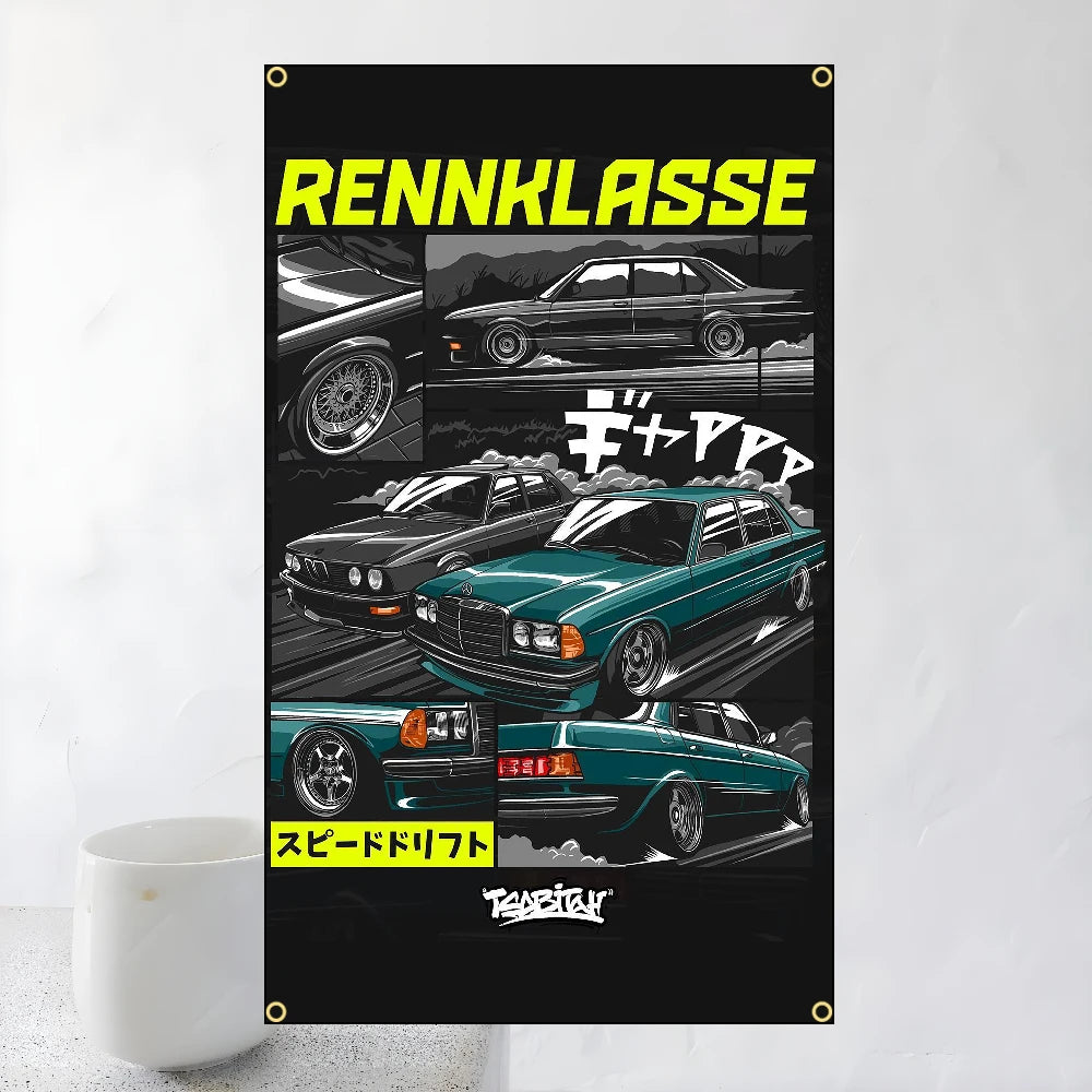 60x90cm 90x150cm Racing JDM Car Art Flag Polyester Printed Banner For Home Decoration JDM garage flag banner image 6
