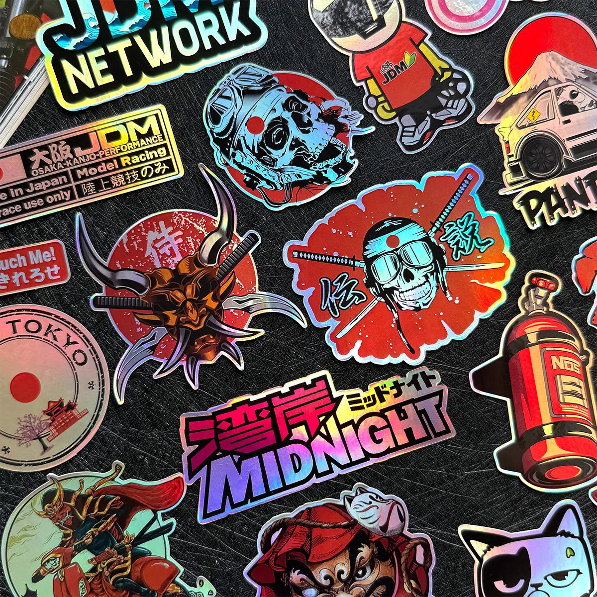 JDM rainbow holographic sticker pack for motorcycles helmets and cars - motorcycle decal preview 10