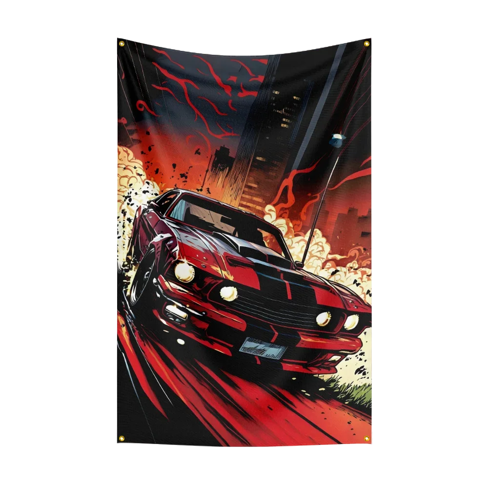 90*150CM Retro American Muscle Racing Car Flag Polyester Printed Decoration Banner Tapestry JDM garage flag banner image 19