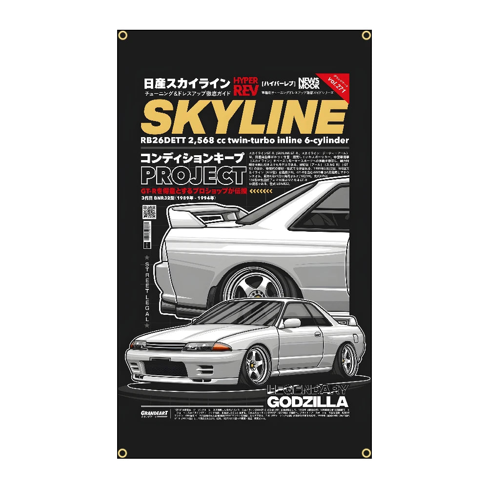 Racing JDM Car Flag Polyeste Printing Banner for Garage Wall Art Out Door Decoration With Grommet JDM garage flag banner image 14