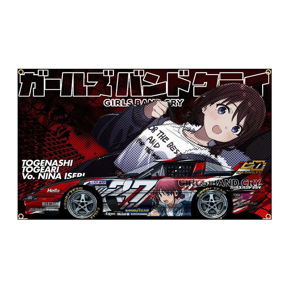 Cool JDM Anime car Flag Polyester Printed Banner for Garage Wall Art Out Door Decoration JDM garage flag banner image 6
