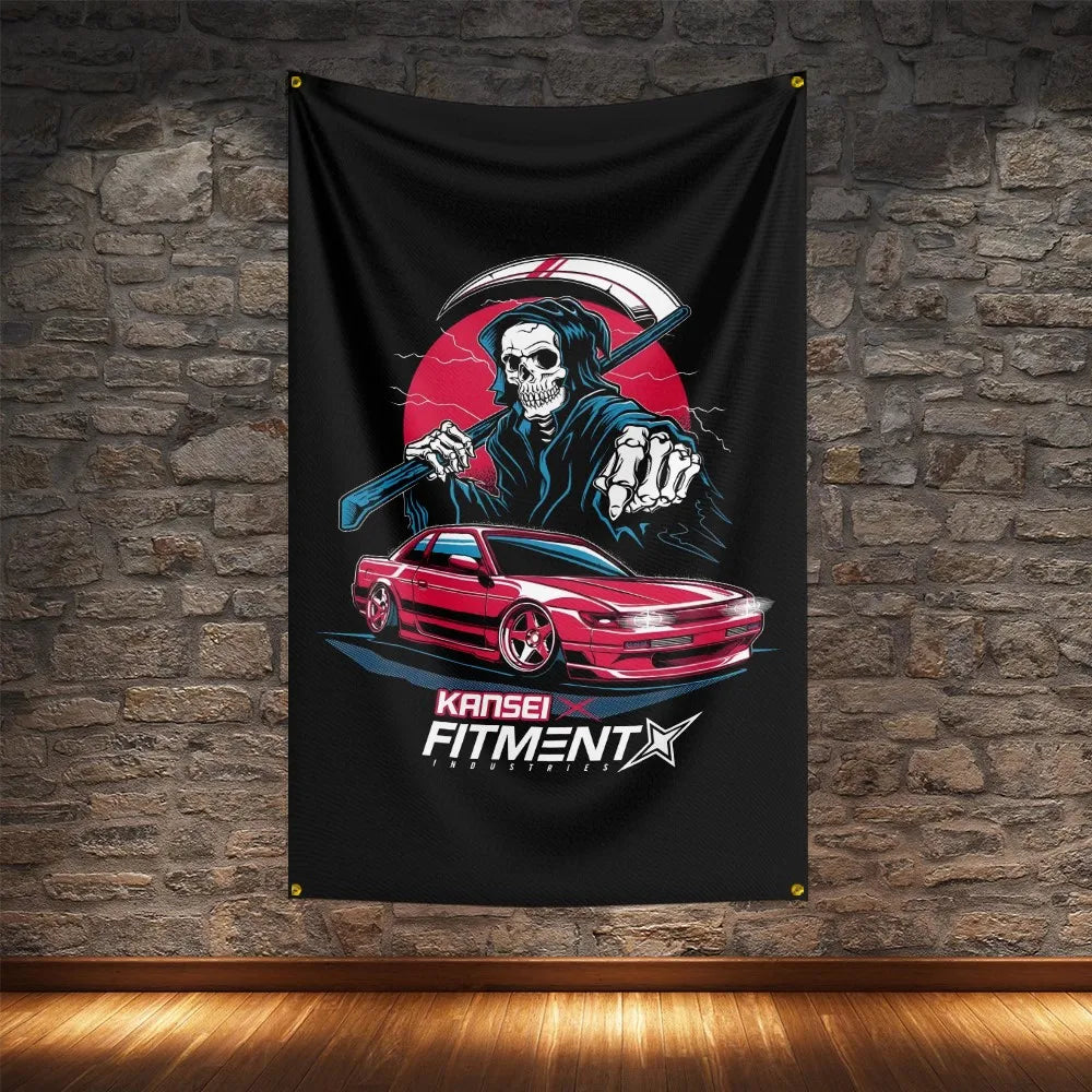 JDM Racing Modified Car Culture Flag Polyester Digital Printing Cars Banner For Decoration JDM garage flag banner image 14