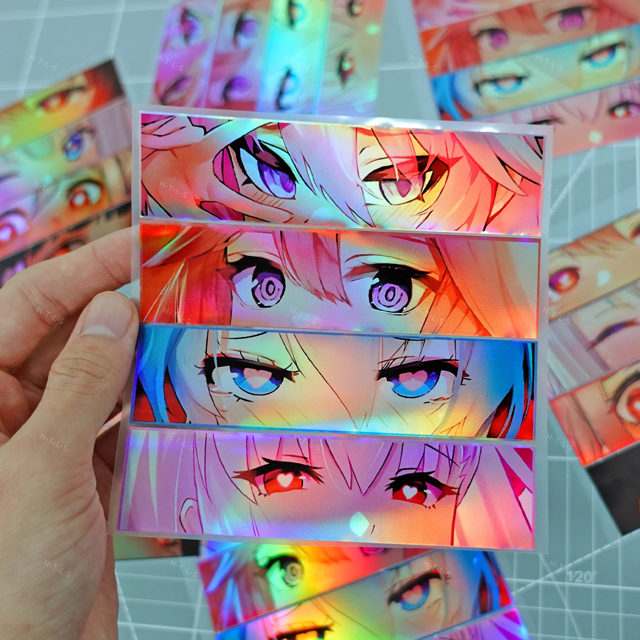 Anime eye stickers with kawaii and waifu-inspired designs