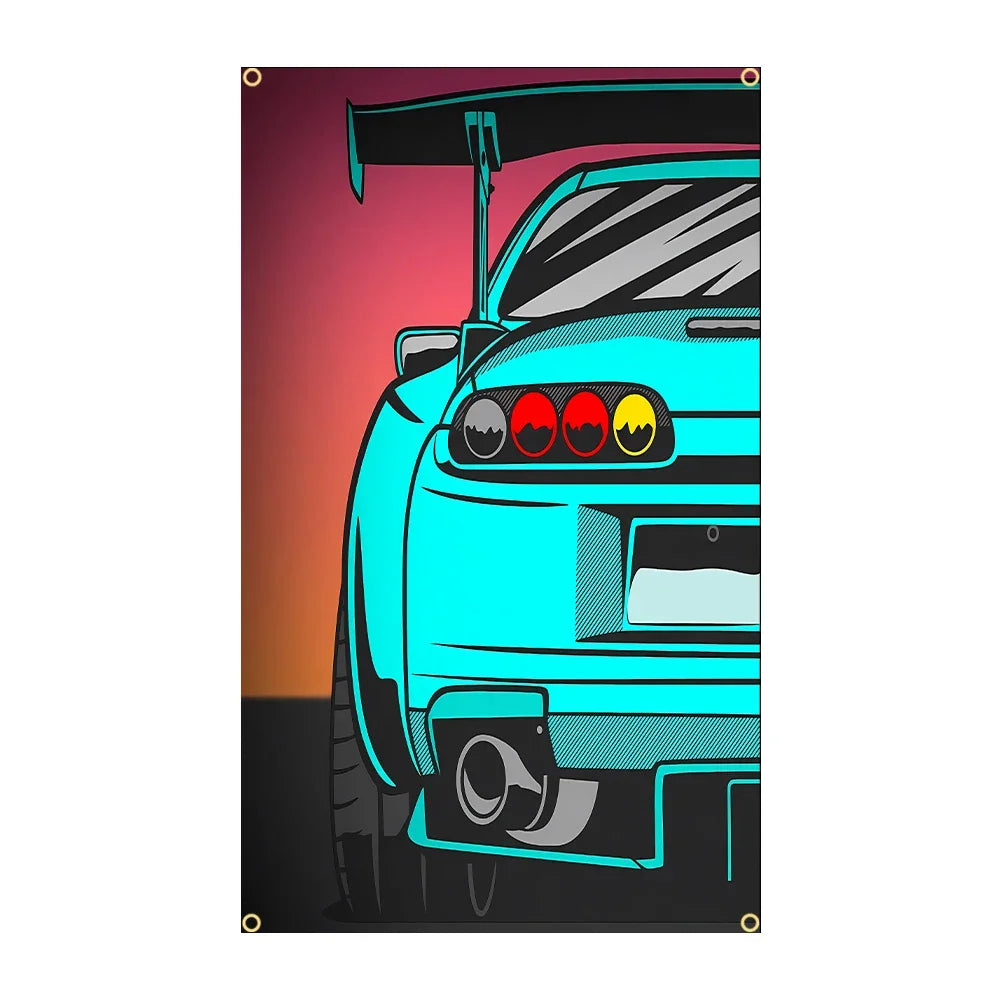 90x150cm 3X5FT Cool JDM Car Flag Polyester Printed Racing Car Banner For Decor JDM garage flag banner image 12