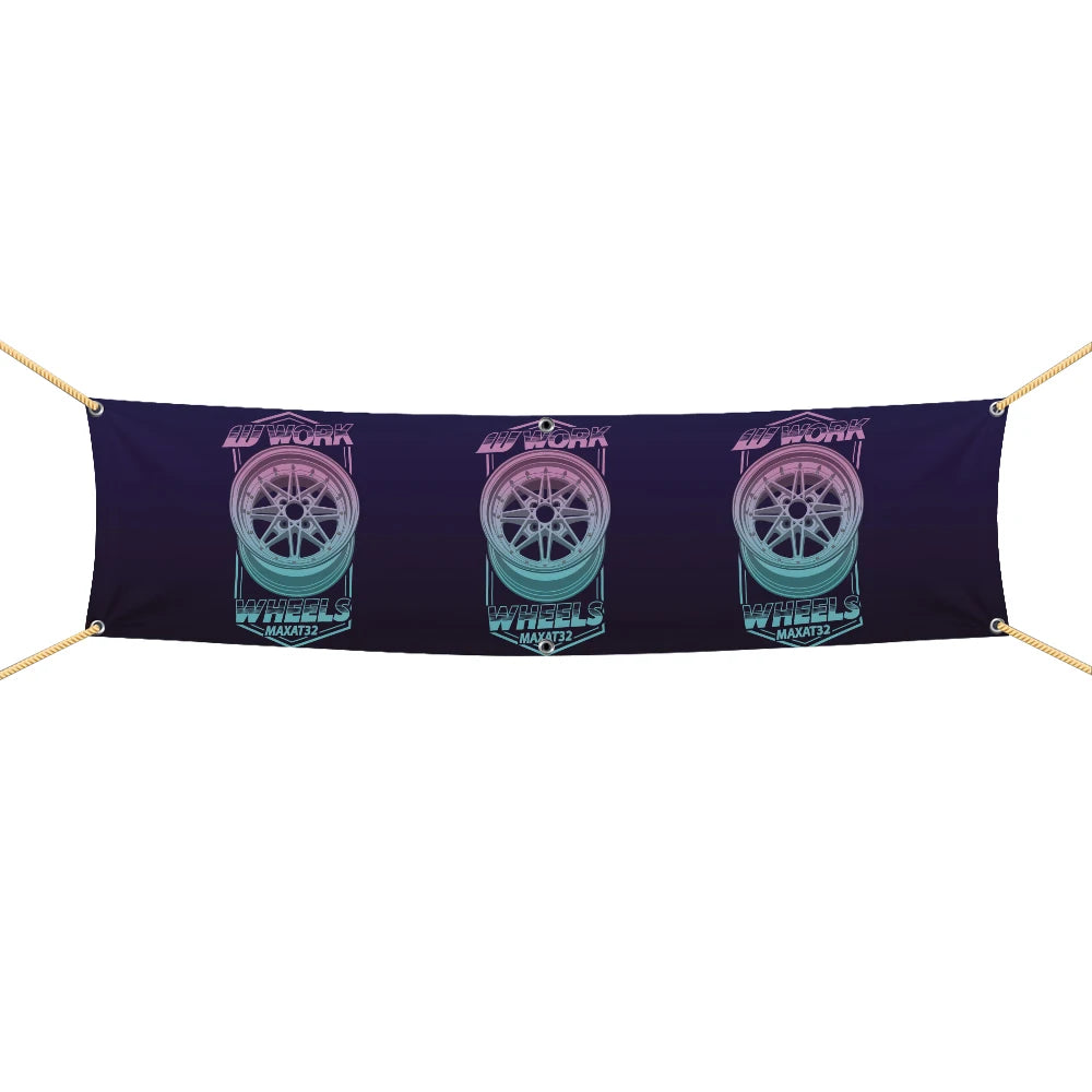 45×180cm 60x240cm W-WORKS WHEELS car Motorcycle Team or Company Logo Flag Polyester Printed Decoration Banner Tapestry JDM garage flag banner image 13
